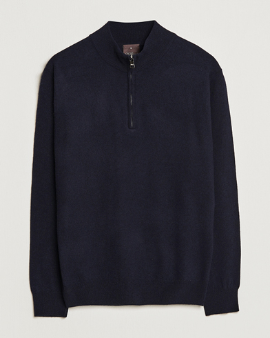 Stone Island Knitted Lambwool Half Button Zip Navy Blue at