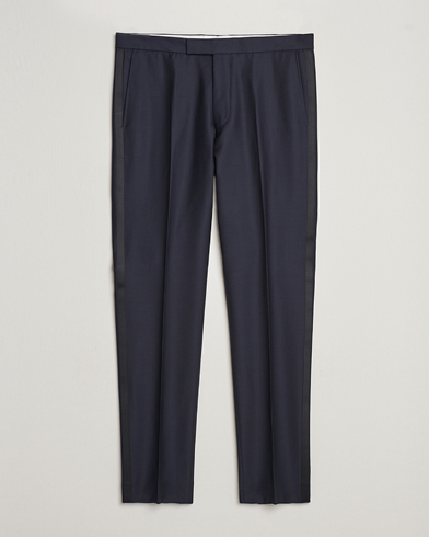 Oscar Jacobson Denz Wool Tuxedo Trousers Navy - Size: 46