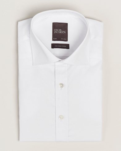 Oscar Jacobson Slim Fit Cut Away Non Iron Twill White - Size: 38/15