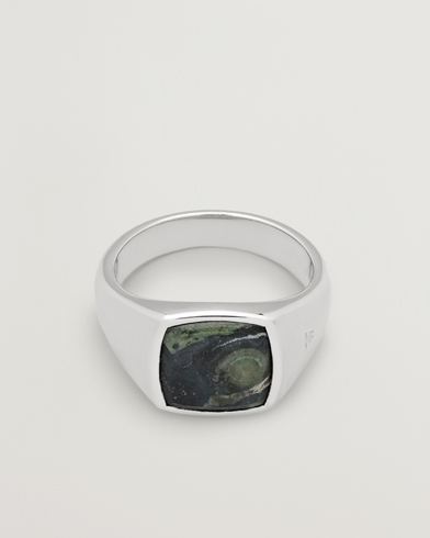 Tom Wood Cushion Green Marble Ring Silver at CareOfCarl.com