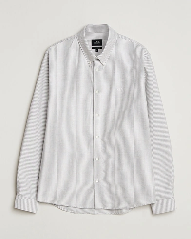 A.P.C. Greg Striped Oxford Shirt Green/White – Green