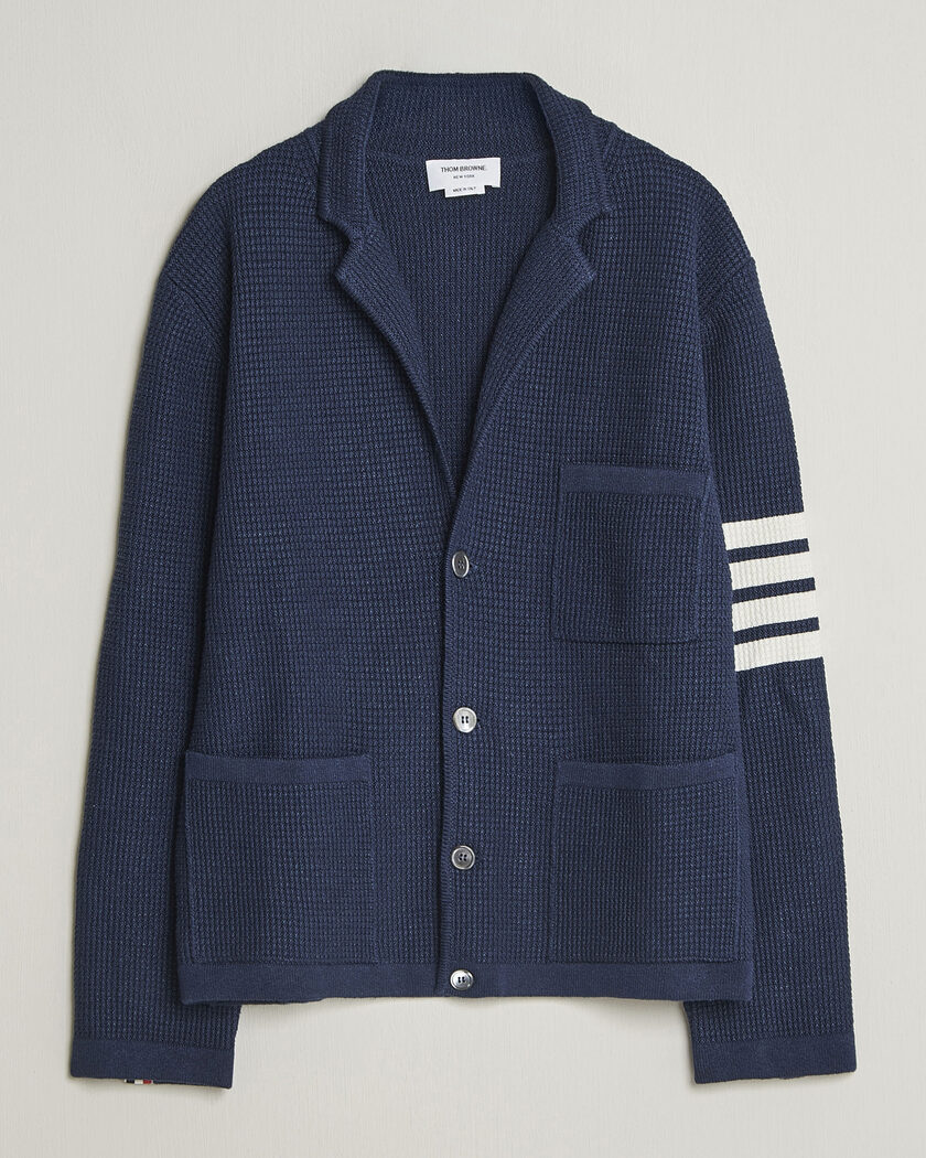 Thom Browne Textured 4 Bar Cardigan Jacket Navy – Blue