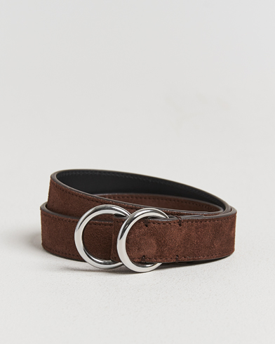 Ralph Lauren Purple Label Ring Belt Dark Brown Suede – Black