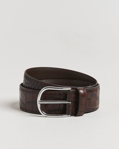 Anderson's Embossed 3,5cm Leather Belt Brown – Brown