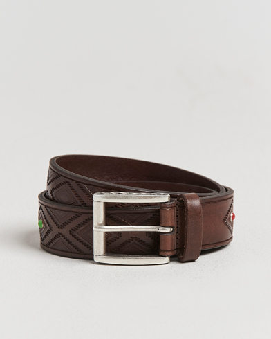 Anderson's Diamond Pattern Western 3,5cm Belt Brown – Brown