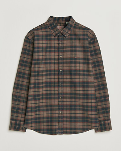 Auralee Super Light Wool Shirt Brown Check at CareOfCarl.com