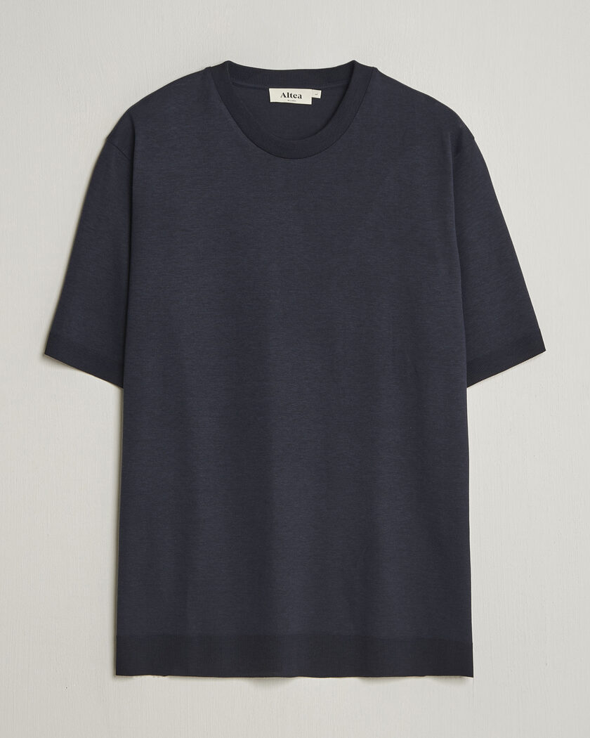 Altea Cotton/Stretch Knitted T-Shirt Navy – Blue