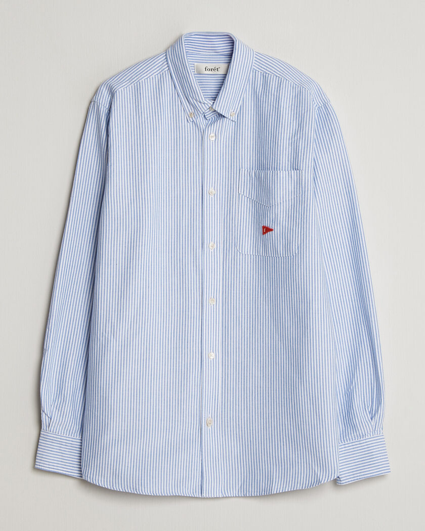 Forét Flag Regular Fit Pocket Oxford Shirt Blue Stripe – Blue