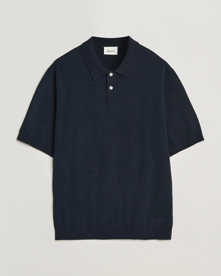 Forét Sea Cotton/Linen Polo Navy – Blue