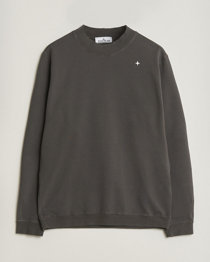 Stone Island Garment Dyed Fleece Sweatshirt Charcoal at CareOfCarl.com