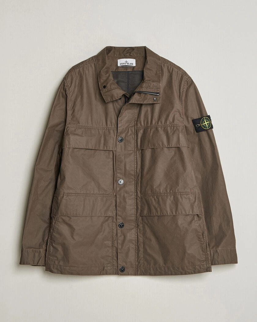 Stone Island Waxed Pigment Cotton Tela Field Jacket Umber – Brown