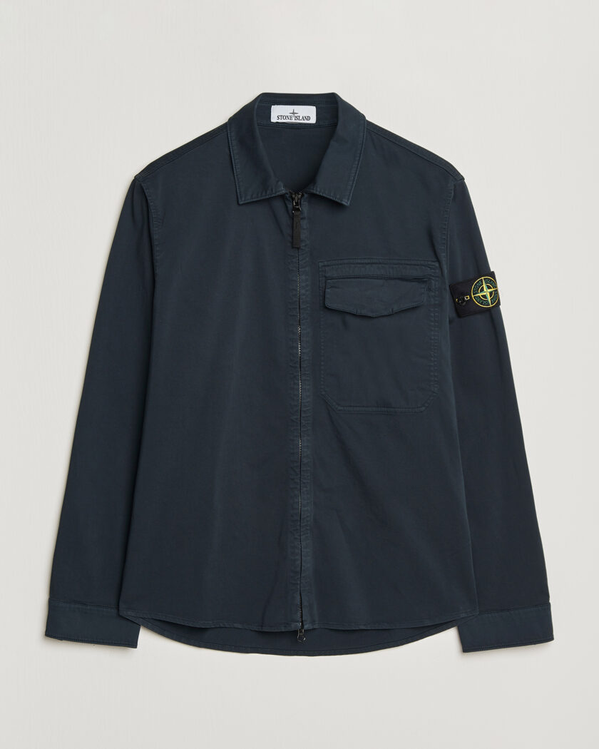 Stone Island Cotton Stretch Zip Overshirt Navy – Blue