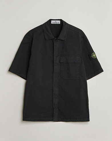 Stone Island Organic Cotton Twill Short Sleeve Shirt Black – Black