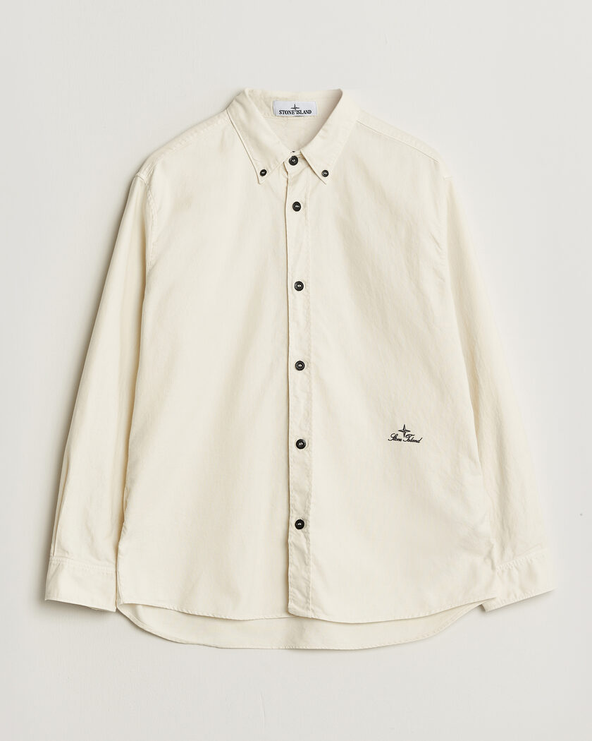 Stone Island Organic Cotton Oxford Shirt Ivory – White