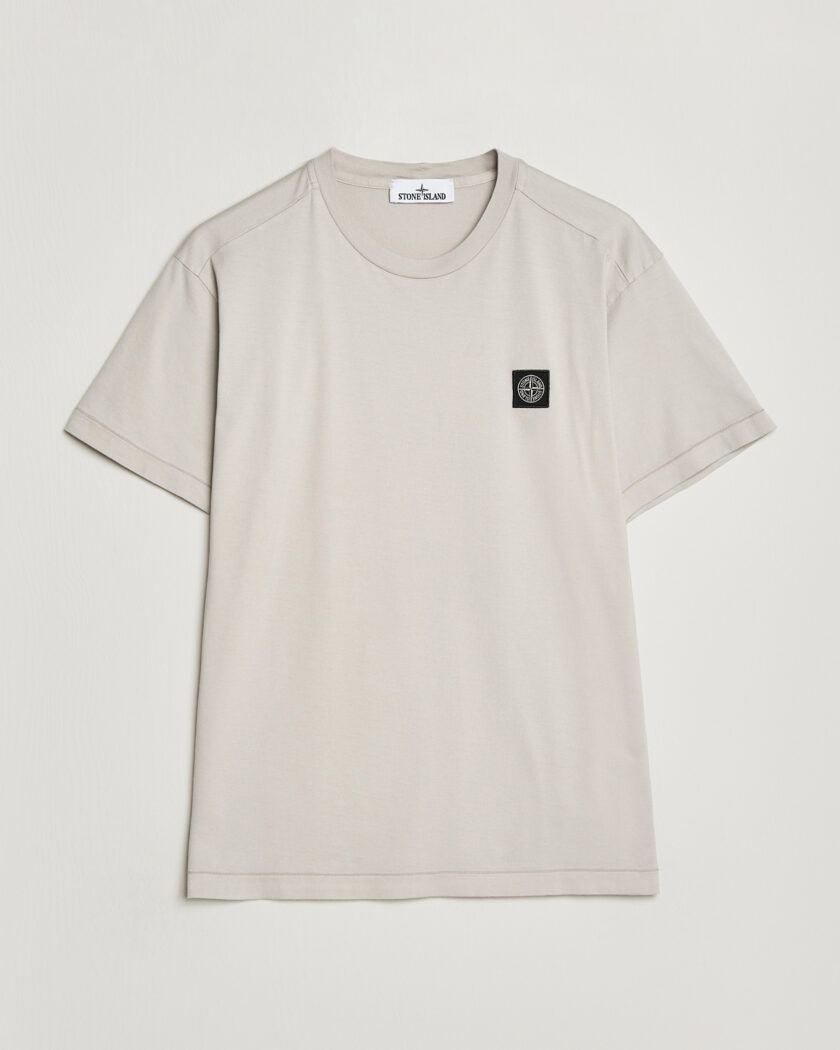 Stone Island Organic Cotton Fissato Effect T-Shirt Pearl Grey at
