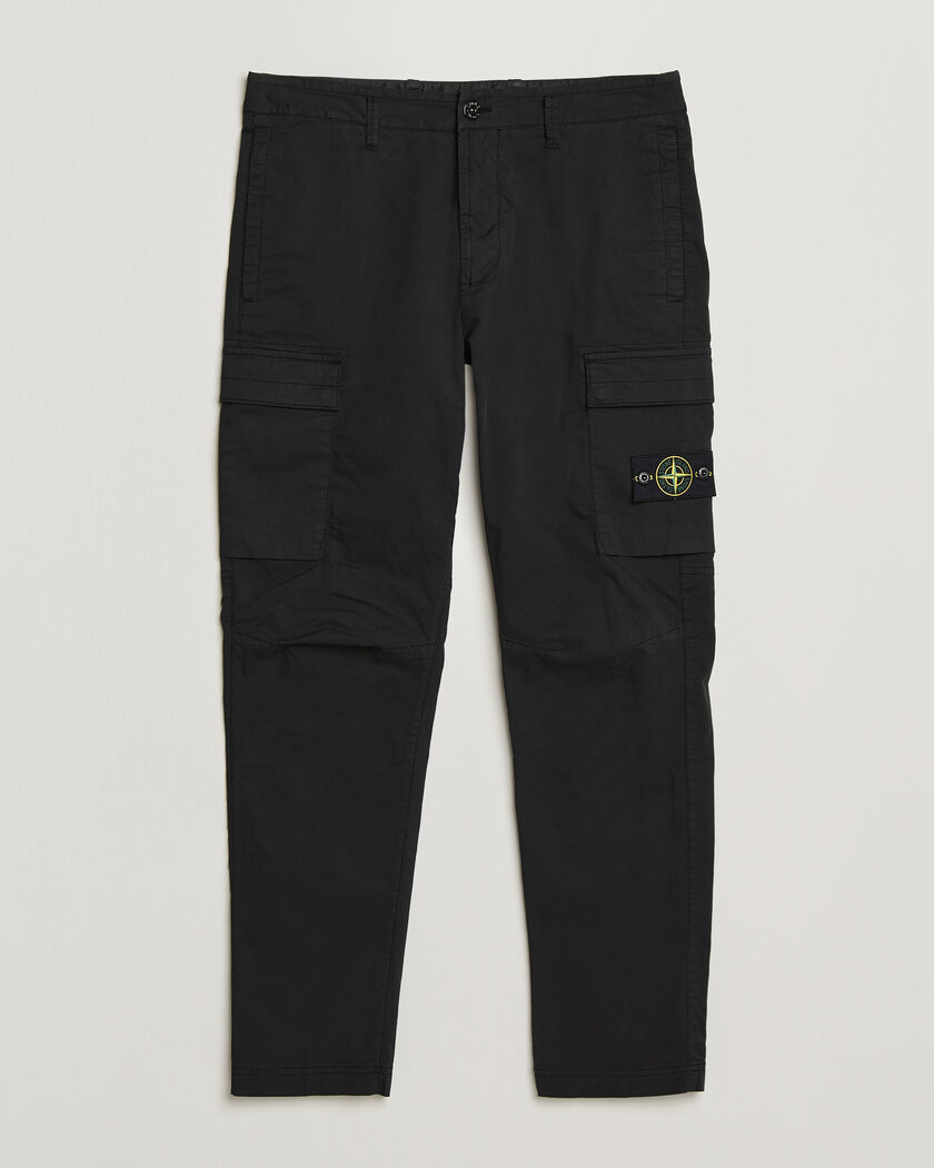 Stone Island Stretch Cotton Twill Cargo Trousers Black – Black