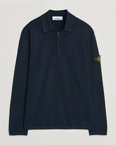 Stone Island Micro Stitch Knitted Cotton Polo Navy – Blue