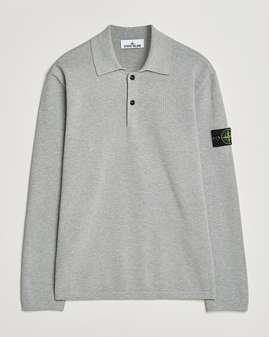 Stone Island Micro Stitch Knitted Cotton Polo Melange Pearl Grey – Grey