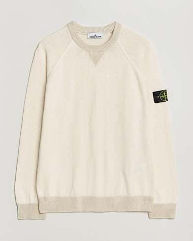 Stone Island Raw Hand Organic Cotton Raglan Crewneck Ivory – White