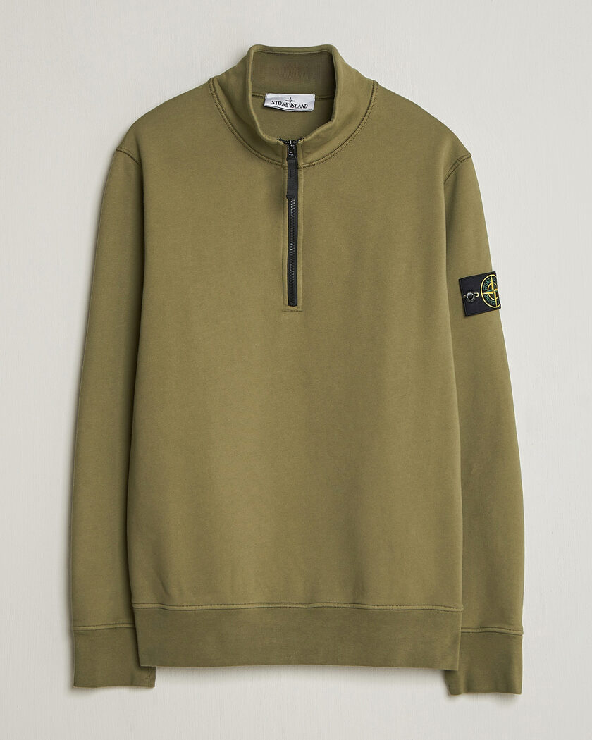 Stone Island Knitted Lambswool Half Button Zip Walnut at