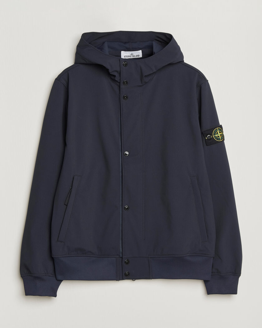 Stone Island Soft Shell Hooded Jacket Navy – Blue