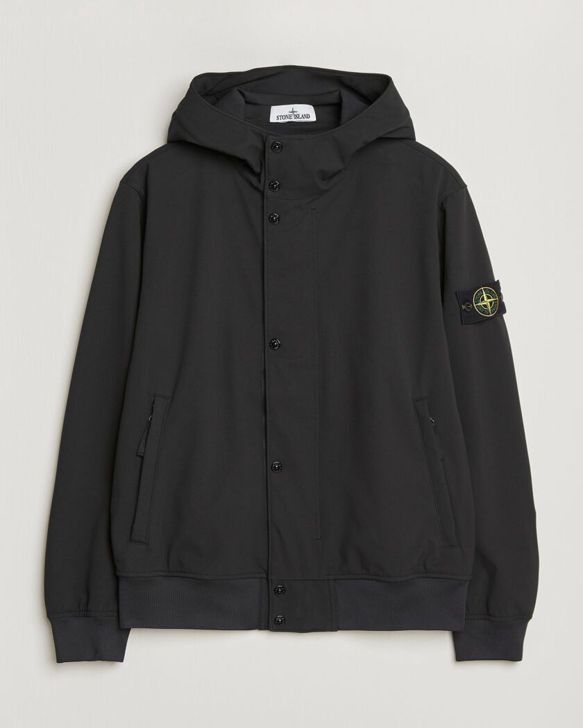 Stone Island Soft Shell Hooded Jacket Black – Black