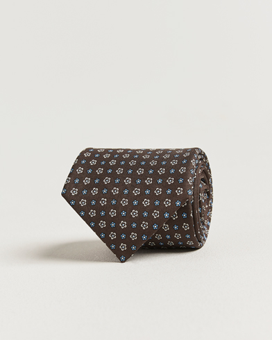 E. Marinella 3-Fold Printed Silk Tie Brown – Brown
