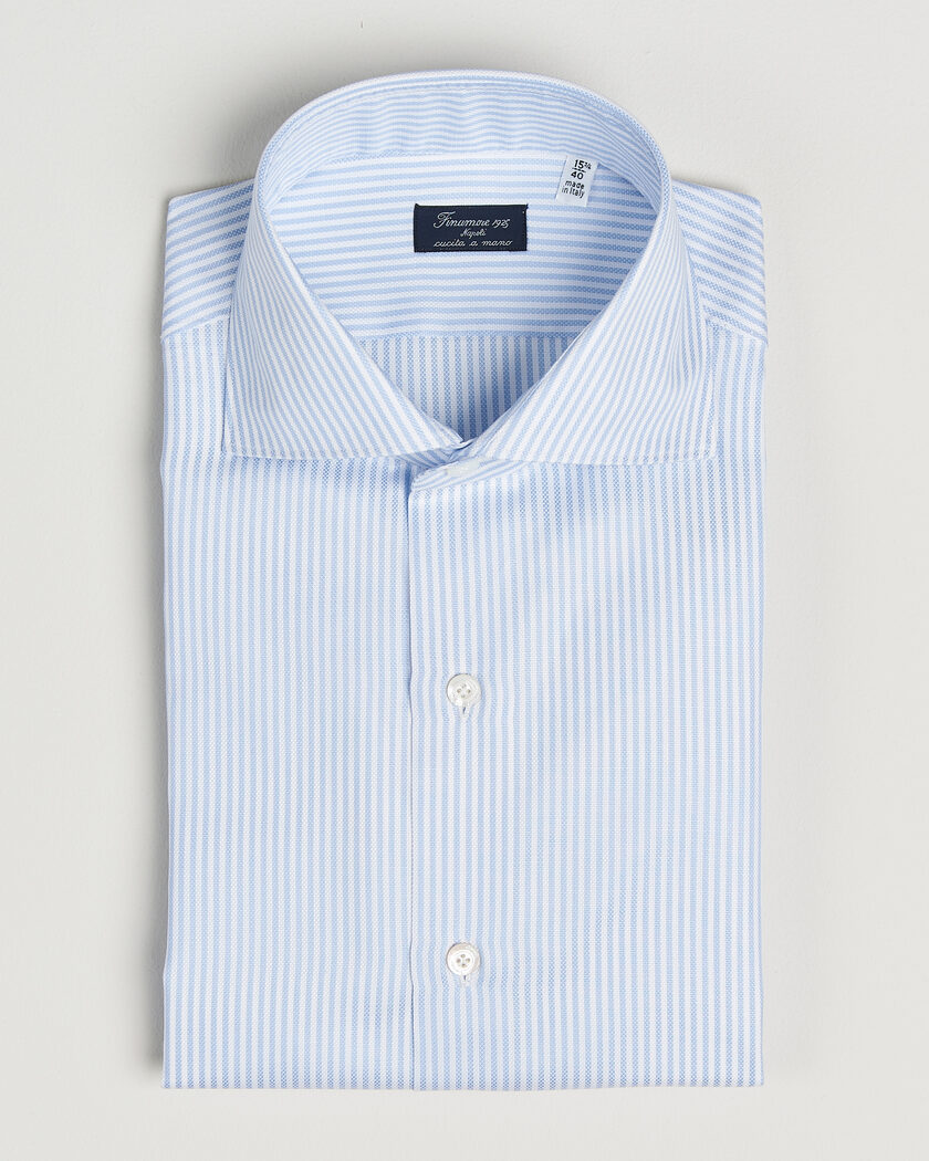 Finamore Napoli Milano Slim Royal Oxford Dress Shirt Light Blue Stripe – Blue