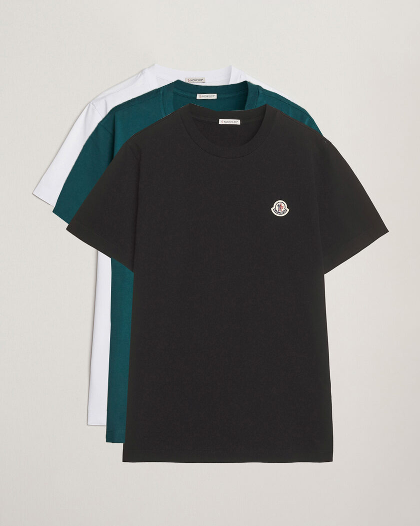 Moncler 3-pack Logo T-Shirts Black at CareOfCarl.com