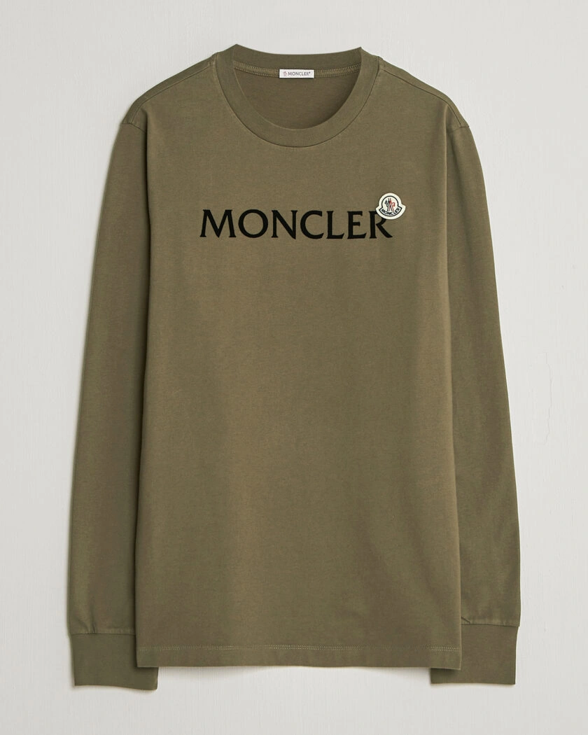 Moncler Lettering Logo Long Sleeve T-Shirt Desert – Green