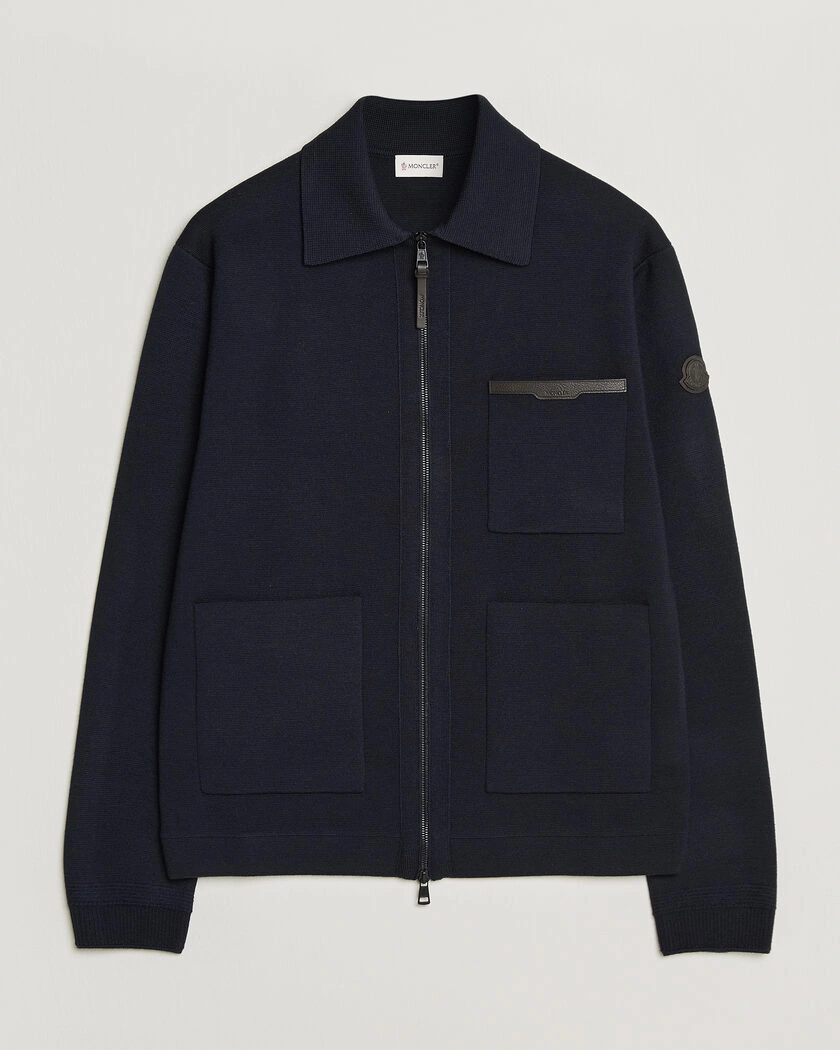 Moncler Zip Wool Cardigan Navy – Blue