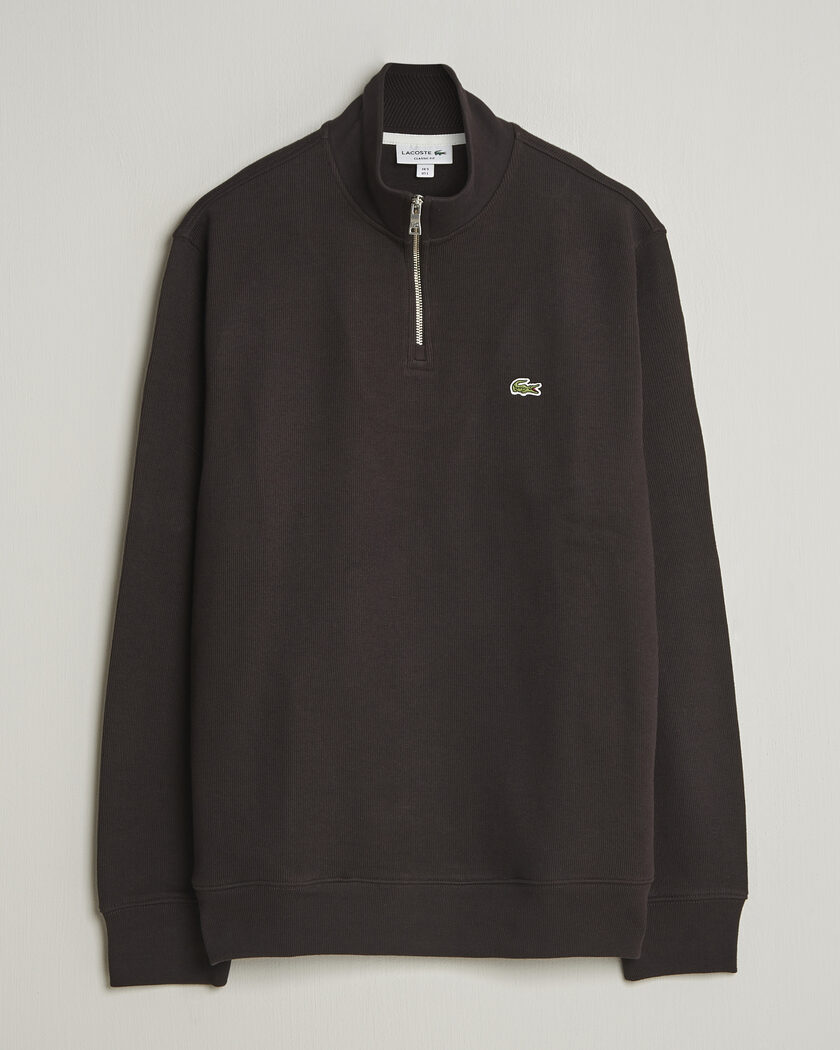 Lacoste Rib Interlock Half Zip Buffle Brown – Brown