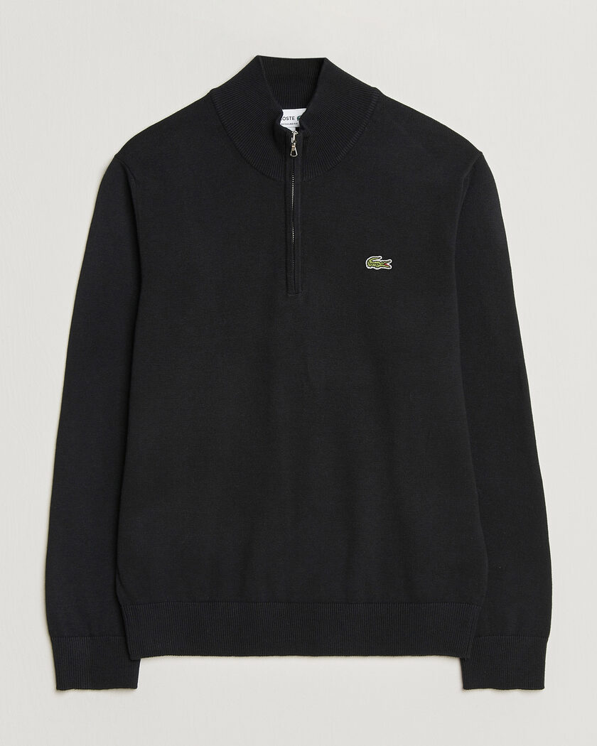 Lacoste Cotton Knitted Half Zip Black – Black