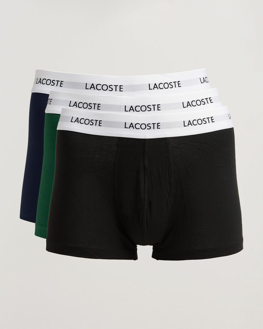 Lacoste 3-Pack Stretch Cotton Trunks Black/Green/Blue – Multi-colour