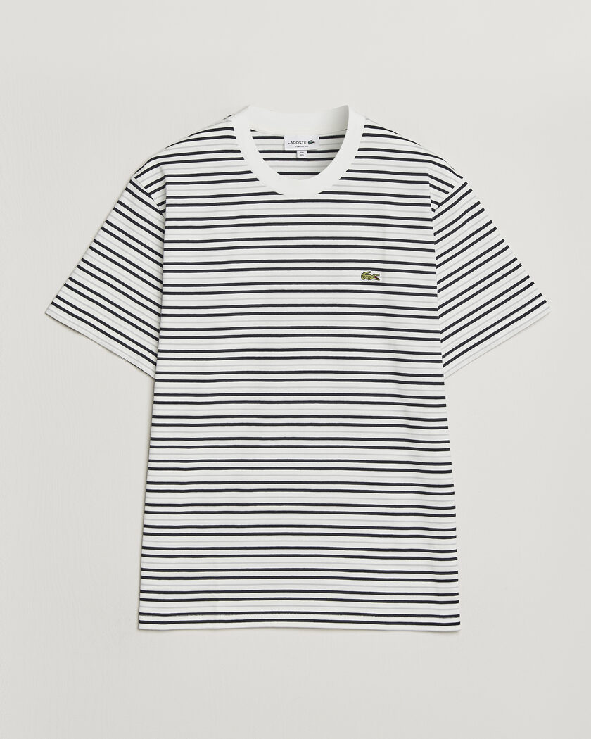 Lacoste Cotton Striped T-Shirt Blackbird/Flour – White