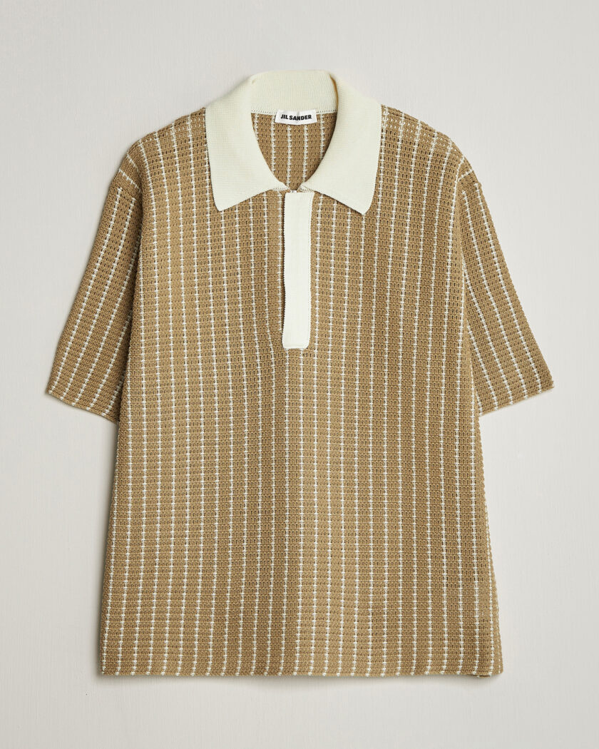 Jil Sander Net Stitch Knitted Polo Tobacco – Brown