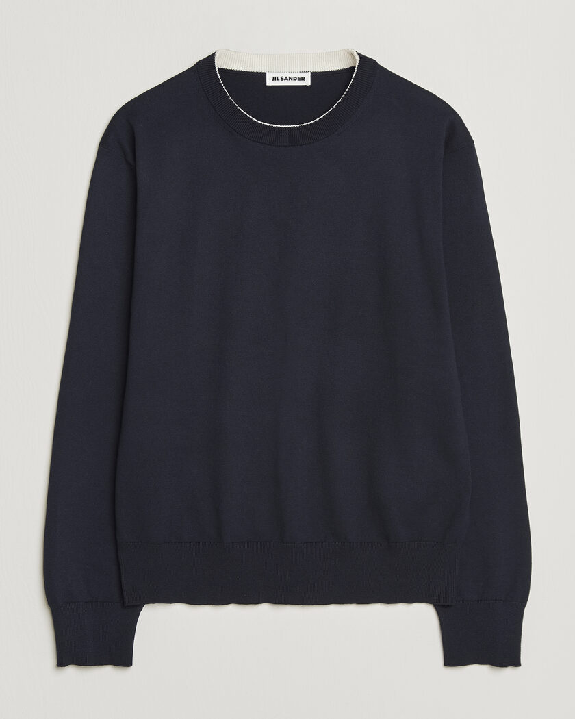 Jil Sander Fine Cotton Contrast Pullover Navy – Blue