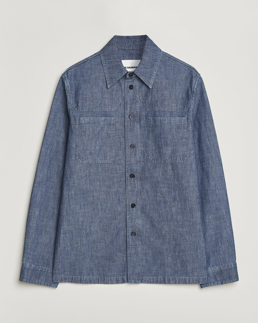 Jil Sander Wool Flannel Overshirt Grey Melange at CareOfCarl.com