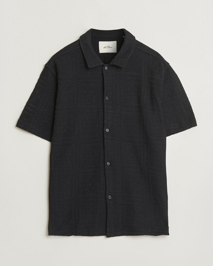 LES DEUX Hector Pointelle Short Sleeve Shirt Black – Black
