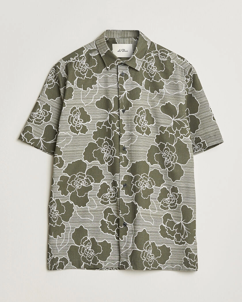 LES DEUX Charlie Poppy AOP Short Sleeve Shirt Olive Night – Green