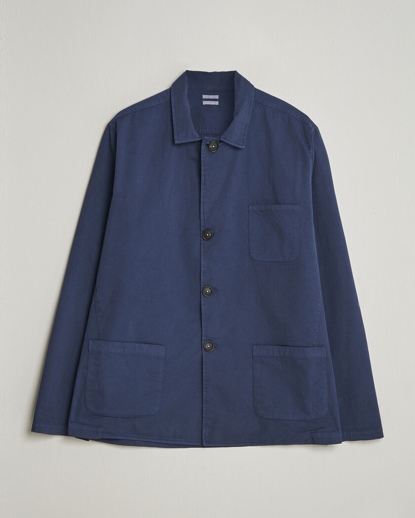 A.P.C. Stanley Wool Checked Shirt Jacket Dark Navy at CareOfCarl.com