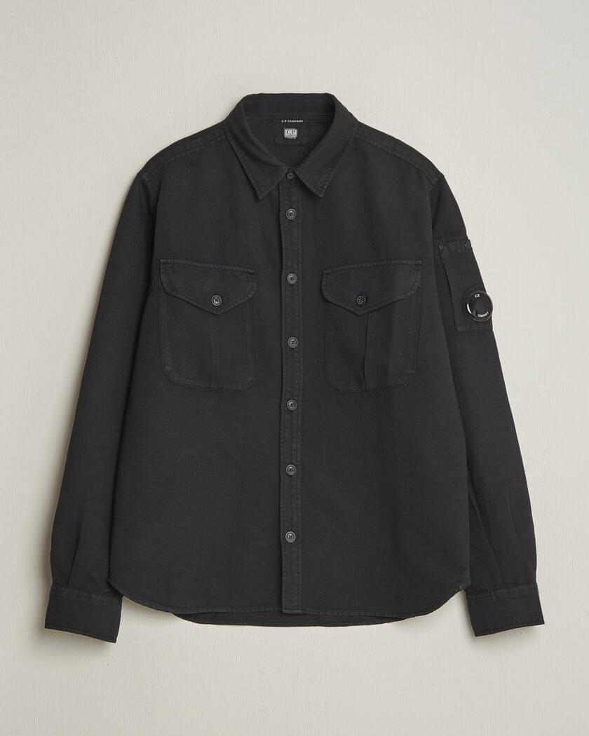 Stone Island Cotton Twill Stretch Zip Overshirt Black at