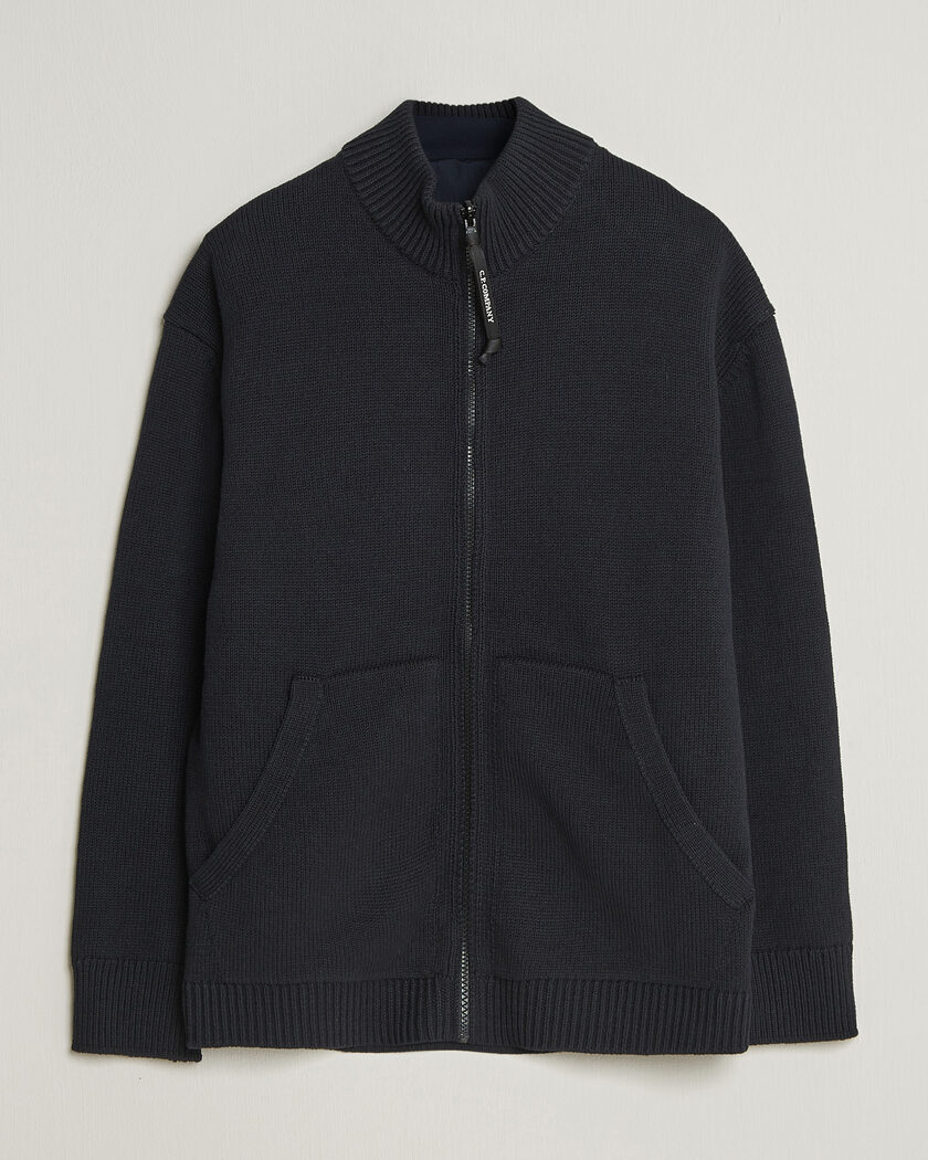 C.P. Company Heavy Knitted Lambswool Full Zip Olive at CareOfCarl.com
