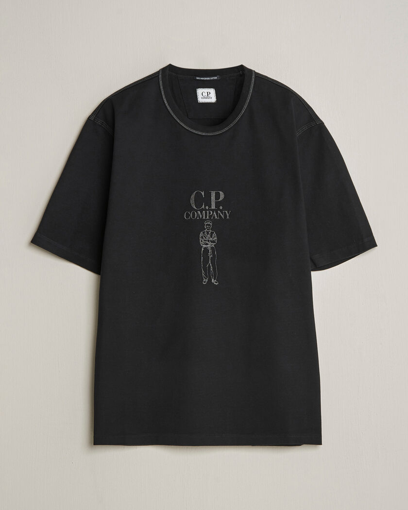 C.P. Company Mercerized Heavy Cotton Chest Logo T-Shirt Black – Black