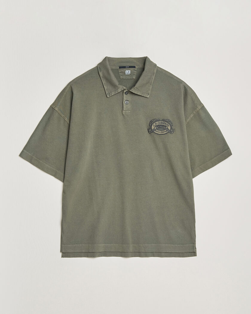 C.P. Company Boxy Fit Cotton Logo Polo Dark Green – Green