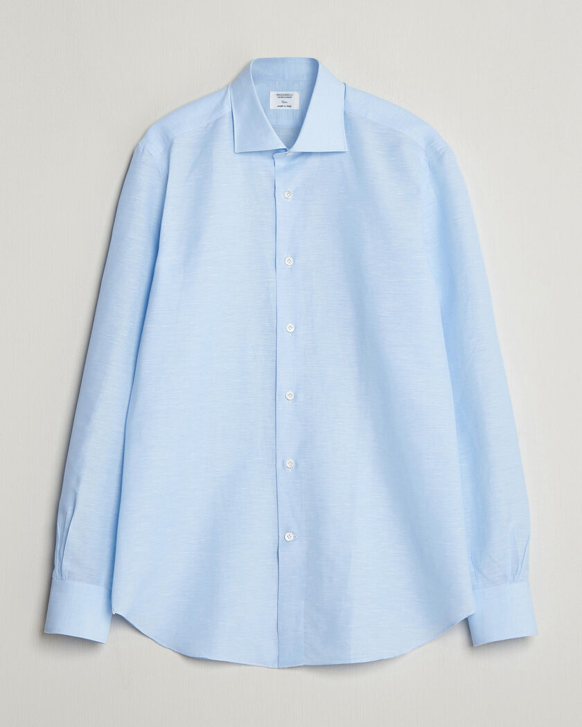 Mazzarelli Soft Cotton/Linen Shirt Light Blue – Blue