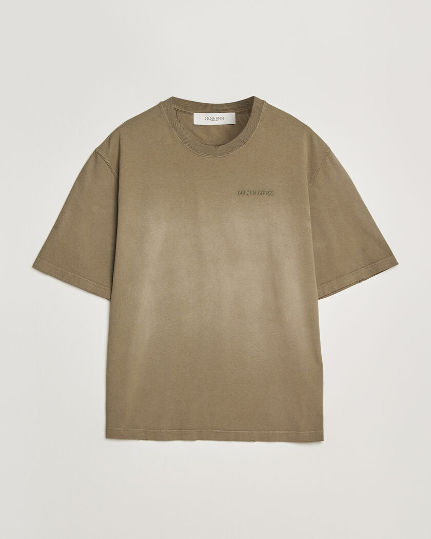  Golden Goose Journey Dyed Cotton T-Shirt Washed Beige – Green