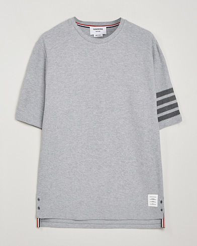 Thom Browne Short Sleeve Contrast T-Shirt Light Grey at CareOfCarl.com