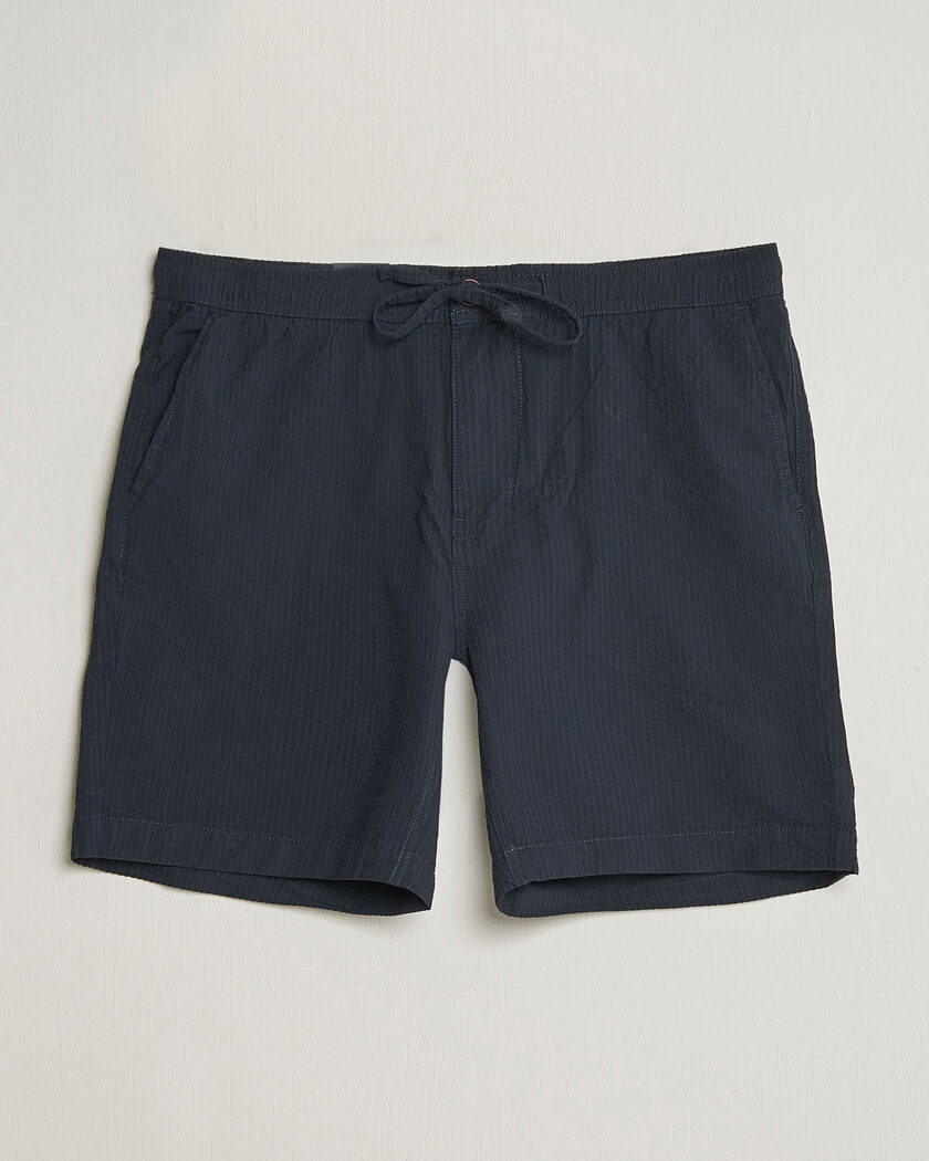 Morris Fenix Seersucker Shorts Dark Blue – Blue