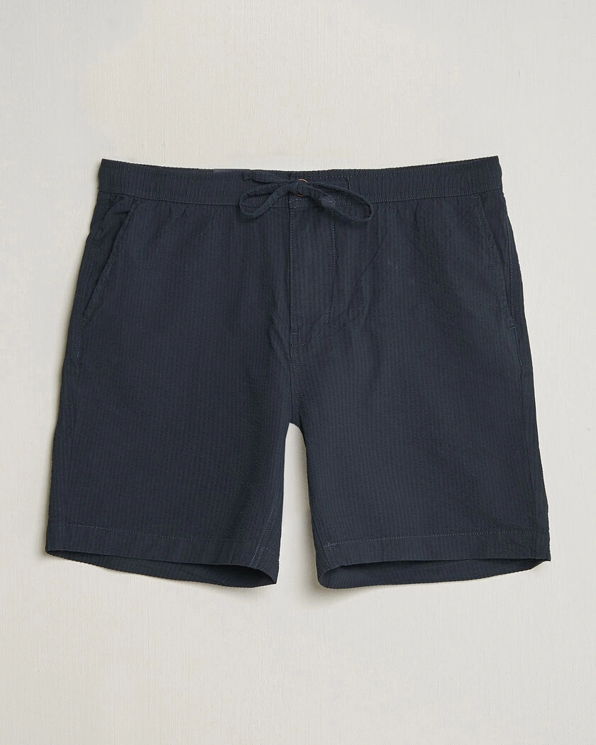 Morris Fenix Seersucker Shorts Dark Blue – Blue